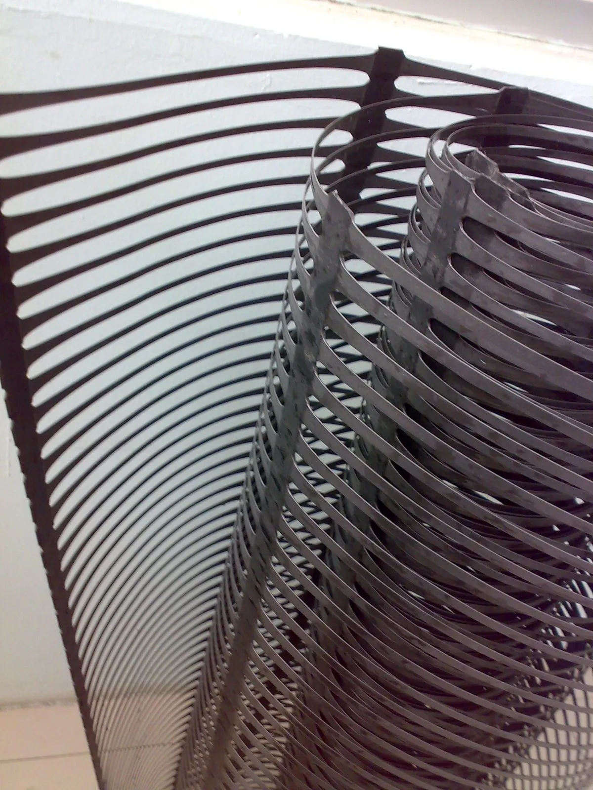 Geogrid rolls stacked for container loading